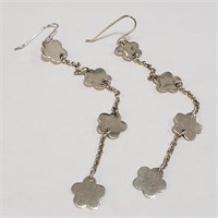 Sterling Silver Dangle Hook Flower Earrings SJC