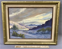 Signed Mountain Desert Landscape Oil Painting