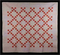Antique Red and Purple Hand Sewn Chair Quilt