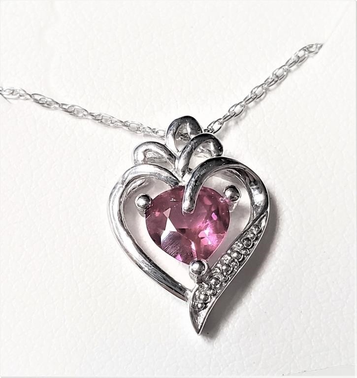 $160 Silver Created Gemstone 19" Necklace