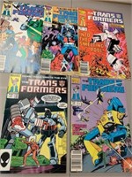 QTY 5 Marvel Transformers Comics - 1980's