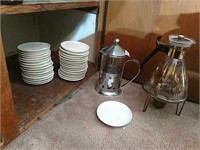 French Coffee Press, Vintage Coffee Pot & Leaf