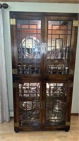 Wooden glass front  lighted cabinet  with 4 d