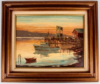Art John Hannah California Fishing Port Painting