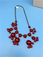 Beautiful Red Beaded Necklace - Needs Repair