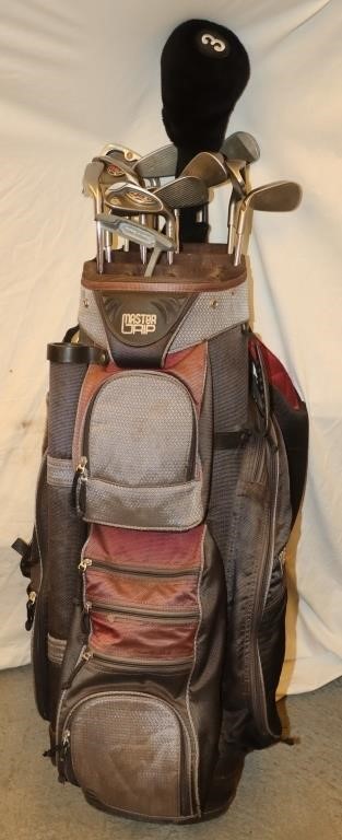 Golf Bag with Clubs: 1 Wood, 12 Irons and Putter