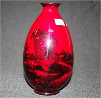 Royal Doulton flambe Rural scene vase