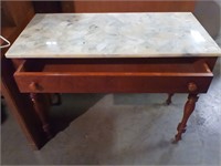 Cherry hall table with marble top