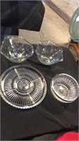 Old clear bowls,plate (5)