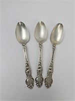 (3) wallace sterling violet tea spoons