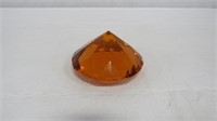 Vintage Amber Multi-Faceted Crystal Paperweight