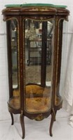 French Handpainted Curio w/ bow glass panels,