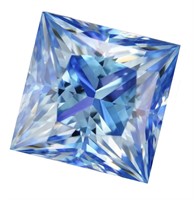 2.0ct Unmounted Blue Princess Cut Moissanite