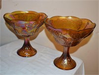 vtg Carnival Glass Pedestal Bowl