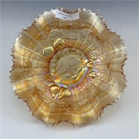 NW Marigold Three Fruit Stippled Ruffled Bowl