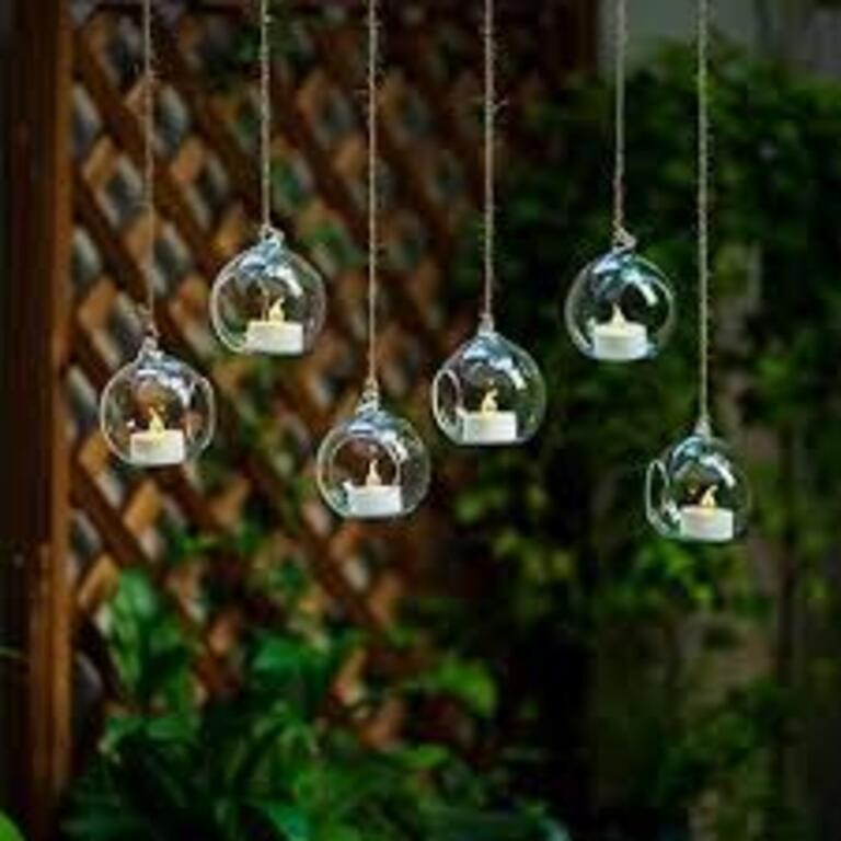 Beavorty 12Pcs Hanging Tealight Holder Clear