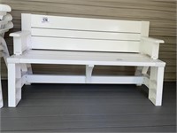 White plastic bench appr 58" w