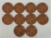 (10) COPPER BUFFALO INDIAN HEAD COINS