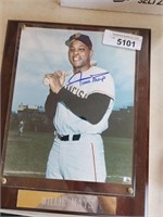 Vintage Willie Mays Signed Photo Plaque, NO COA