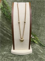 18K Gold 18’’ Solid Chain with Heart Pendant