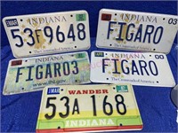 (5) Vtg Indiana license plates