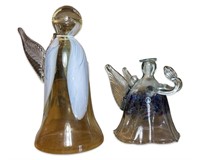 (2) Art Glass Figural Angel Sculptures