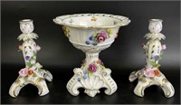 Footed Compote and KPM Candlesticks