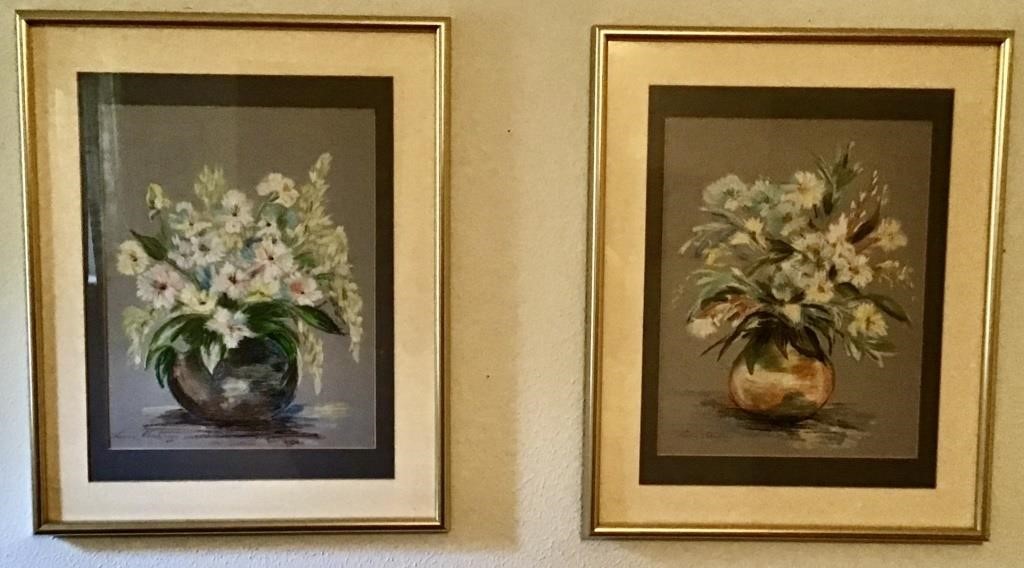 2 FRAMED BLUE ARTWORK PRINTS 1988