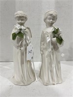 (2) Porcelain Light Up Angel Figurines