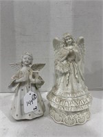 (2) Porcelain Angel Music Box Figurines