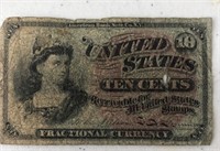 1863 10 Cent Fractional Currency
