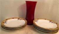 F - LIMOGES PLATES & VASE (B27)