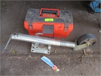 Trailer jack and plastic toolbox