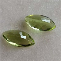 1.30 Ct Faceted Peridot Gemstones Pair of 2 Pcs, M