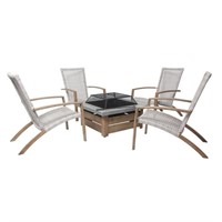 Hampton Bay 5-Pc Wicker Patio Fire Pit Set