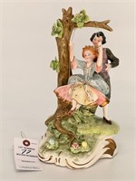 Capodimonte Couple on Swing Signed as shown