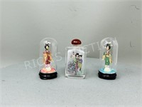 2 mini japanese figures & scent bottle