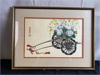 Flower Cart In Summer Framed Wood Block Print