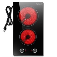 12 Inch Electric Cooktop 2 Burners, Knob