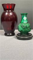 Densa Bohemian Mini Vase & Red Glass Vase
