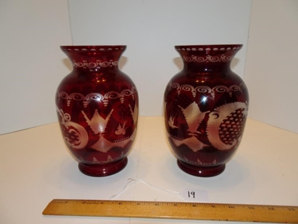 Vintage Egermann Czech Republic Set Ruby Red