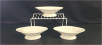 3 White Footed bowls