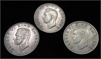 Coins -New Zealand Half Crown 1940-43-47