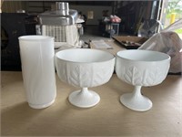 Milk Glass Chalice, Milk Glass Vase, Milk Glass