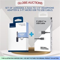 SET OF 2(HEADPHONE ADAPTER+MICRO USB TO USB CABLE)