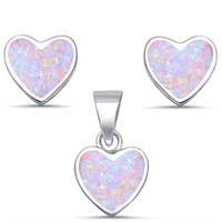 Heart .75ct Pink Opal Jewelry Set