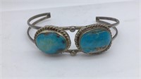 Vintage Southwest sterling silver turquoise cuff