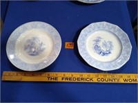 Jenny Lind bowl Blue transferware china plates lot