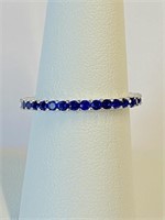 .925 Silver Sapphire Eternity Band Ring Sz 8   E