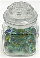 Vintage Glass Marbles in Jar